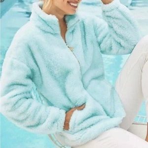 NWT Lilly Pulitzer Barkley Sherpa Zip-Up in Seasalt Blue